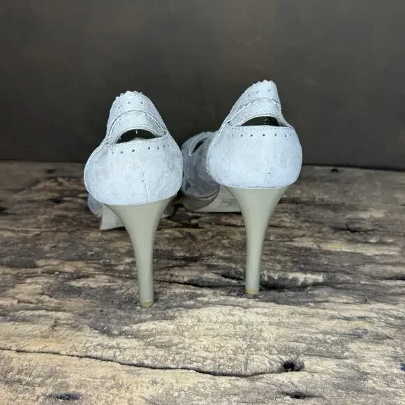 B Makowsky Gray Suede Peep Toe Cutout Platform Heels Women’s Size 9.5M - Picture 5 of 9